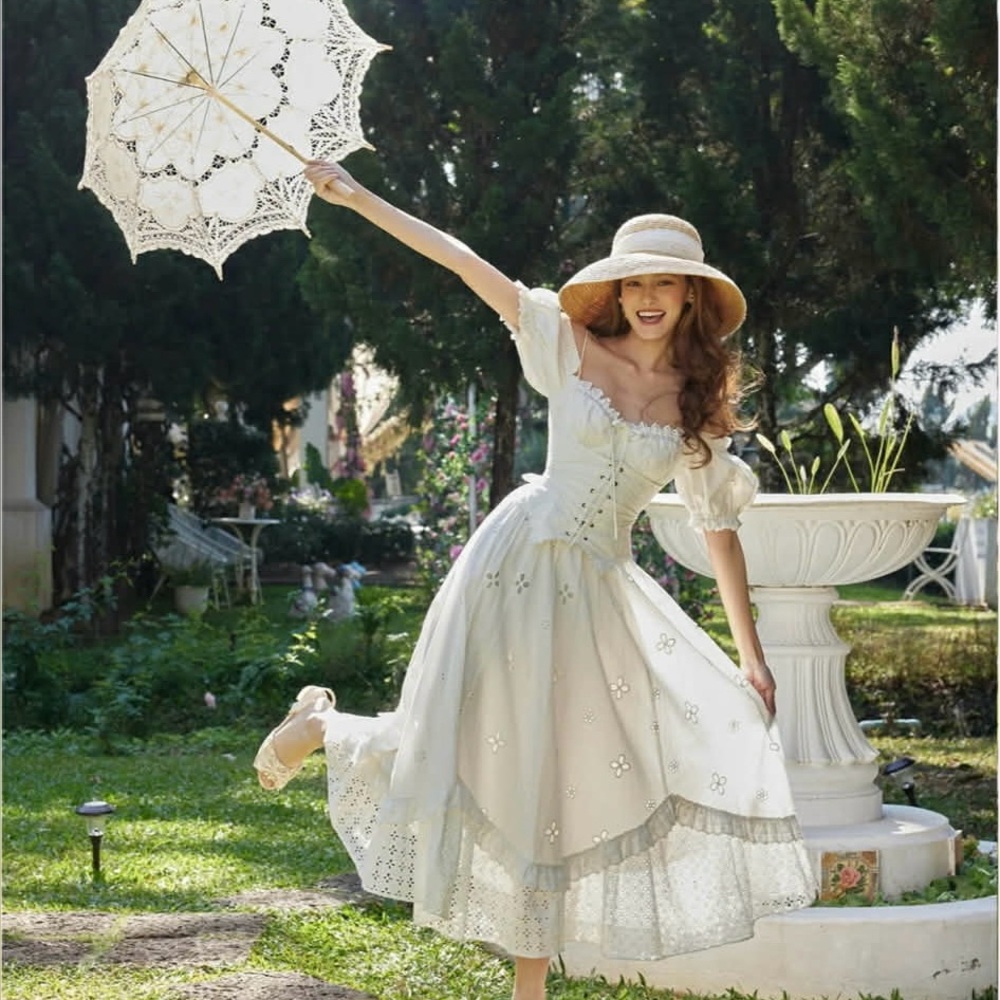 Lacemade Chic White Eyelet Midi Dress - Picture 5 of 14